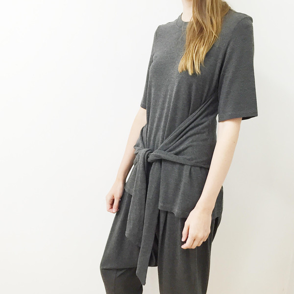 Shelby Steiner Charcoal Tie Top Shelby Steiner Charcoal Tie Top