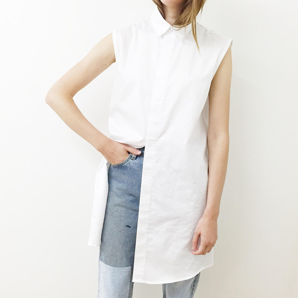 Shelby Steiner Sleeveless Button Down Shirt Dress Shelby Steiner Sleeveless Button Down Shirt Dress