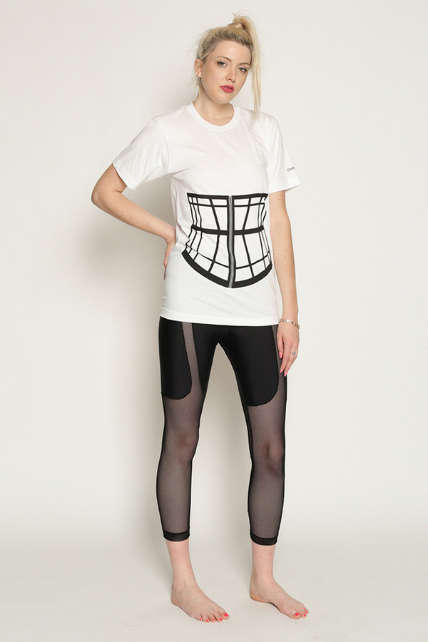 Chromat Corset Cage T-Shirt in White/Black Chromat Corset Cage T-Shirt in White/Black