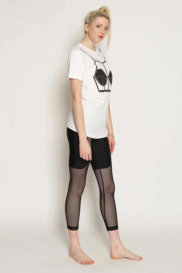 Chromat Harness Bra T-Shirt in White/Black Chromat Harness Bra T-Shirt in White/Black