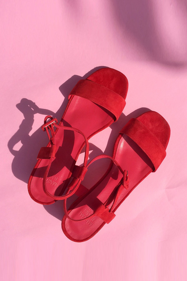 Maryam Nassir Zadeh Sophie Sandal - Red Suede Maryam Nassir Zadeh Sophie Sandal - Red Suede