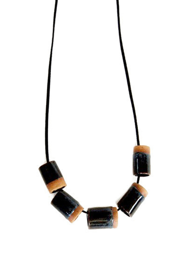 Maple + Mauve Ceramic Dipped Necklace in Black Maple + Mauve Ceramic Dipped Necklace in Black