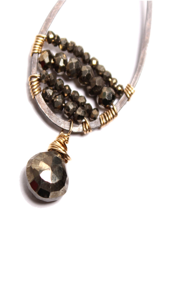 Pyrite Drop Hoop Earrings Pyrite Drop Hoop Earrings