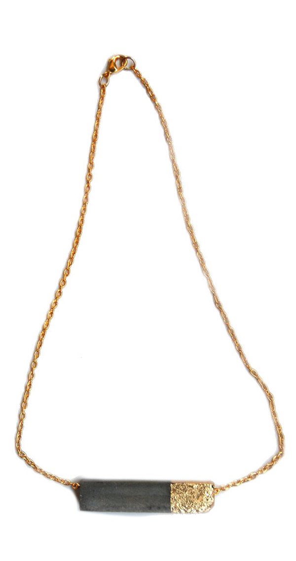 Maple + Mauve Gold Leaf Rectangle Necklace Maple + Mauve Gold Leaf Rectangle Necklace