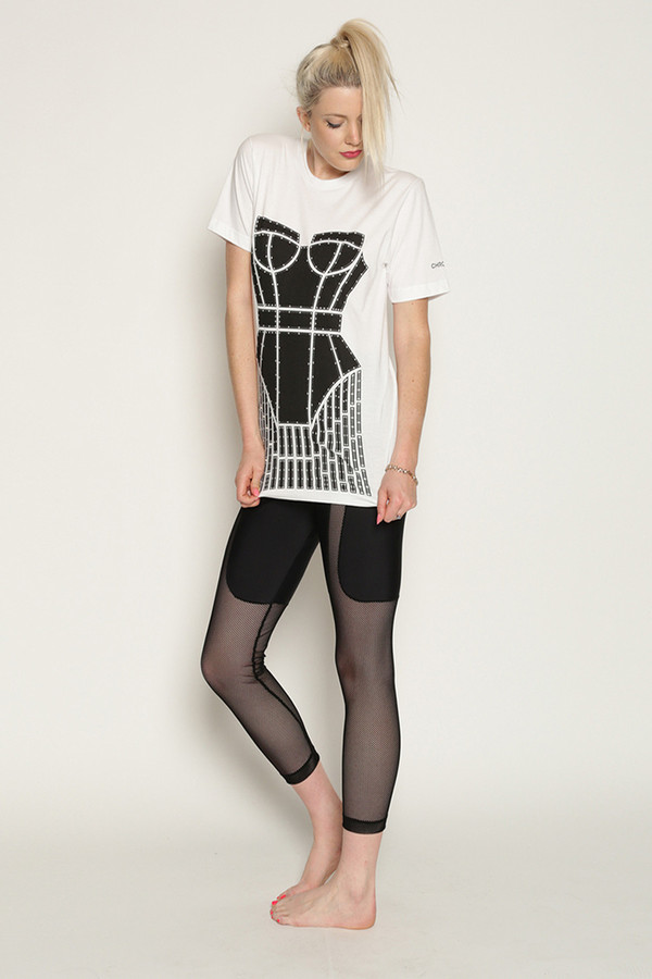 Chromat Metropolis Cage T-Shirt in White/Black Chromat Metropolis Cage T-Shirt in White/Black