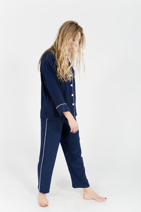 Sleepy Jones Silk Marina Pajama Shirt Sleepy Jones Silk Marina Pajama Shirt