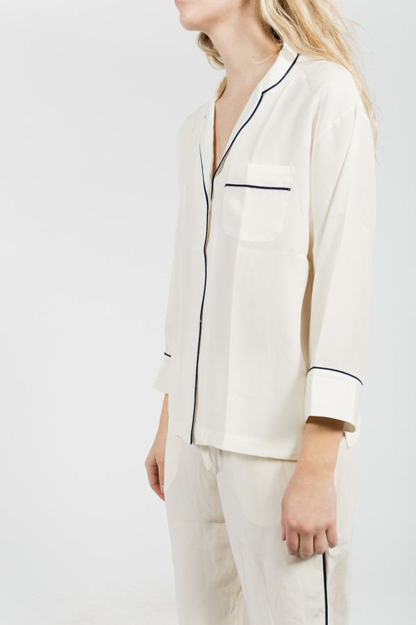 Sleepy Jones Silk Marina Pajama Shirt Sleepy Jones Silk Marina Pajama Shirt