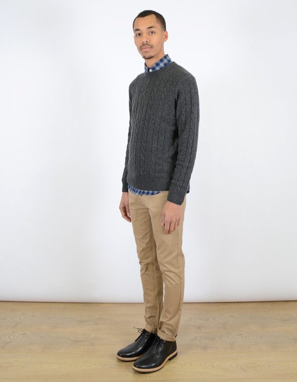 Ben Sherman Cable Crew Sweater Granite Marl Ben Sherman Cable Crew Sweater Granite Marl
