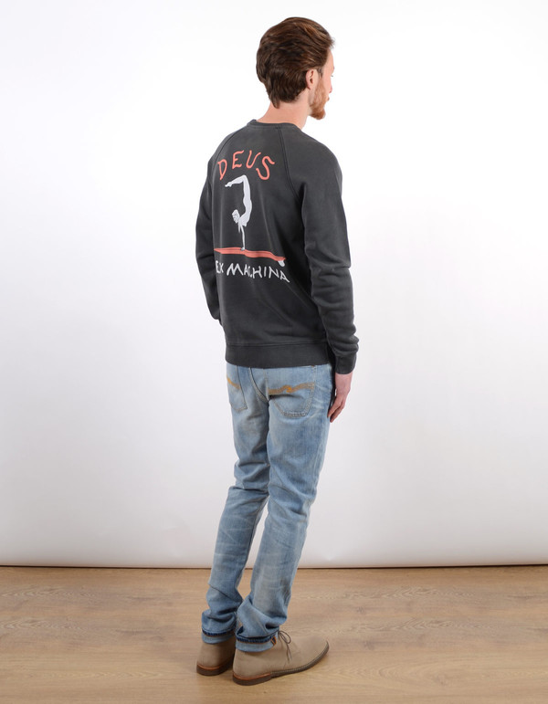 Men's Deus Scorpion Dance Crew Sweatshirt Washed Black Men's Deus Scorpion Dance Crew Sweatshirt Washed Black