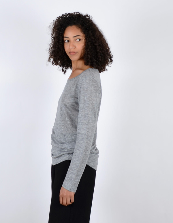 Filippa K Linen Long Sleeve Tee Light Grey Melange Filippa K Linen Long Sleeve Tee Light Grey Melange