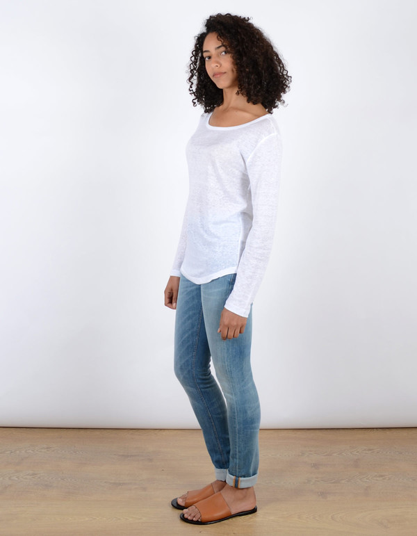 Filippa K Linen Long Sleeve Tee White Filippa K Linen Long Sleeve Tee White