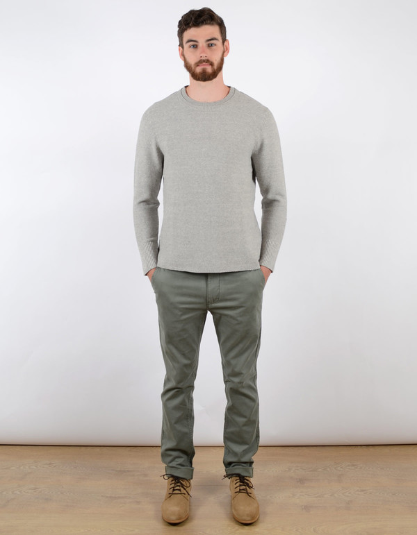 Filippa K Men's Pique Knit Sweater Light Grey Melange Filippa K Men's Pique Knit Sweater Light Grey Melange