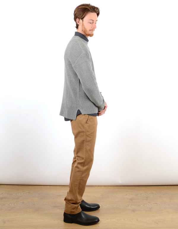 Filippa K Men's Waffle Knit Sweater Grey Melange Filippa K Men's Waffle Knit Sweater Grey Melange