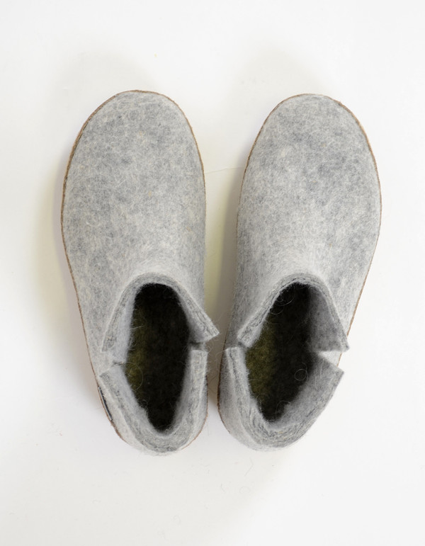 Glerups Women's Wool Boot Leather Sole Grey Glerups Women's Wool Boot Leather Sole Grey