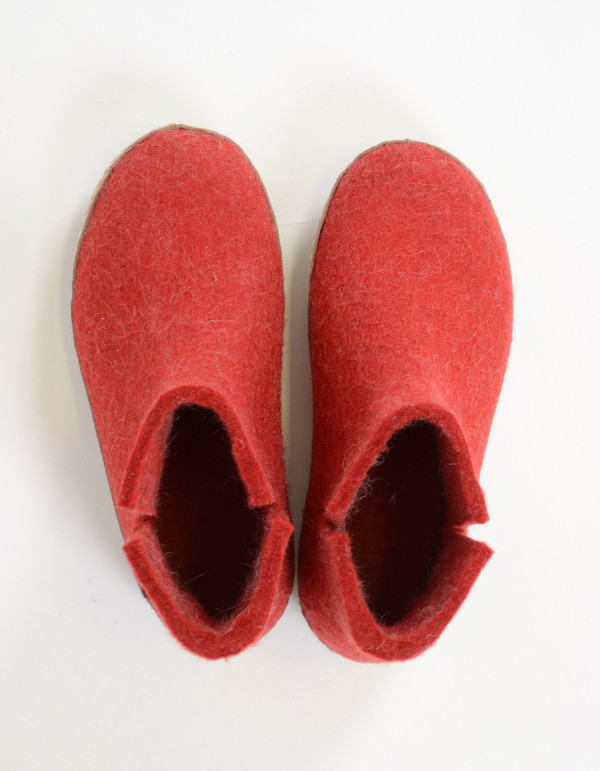 Glerups Women's Wool Boot Leather Sole Red Glerups Women's Wool Boot Leather Sole Red