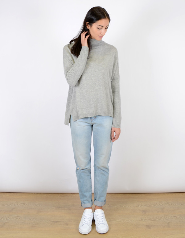 Just Female Carla Short Blouse Grey Melange Just Female Carla Short Blouse Grey Melange