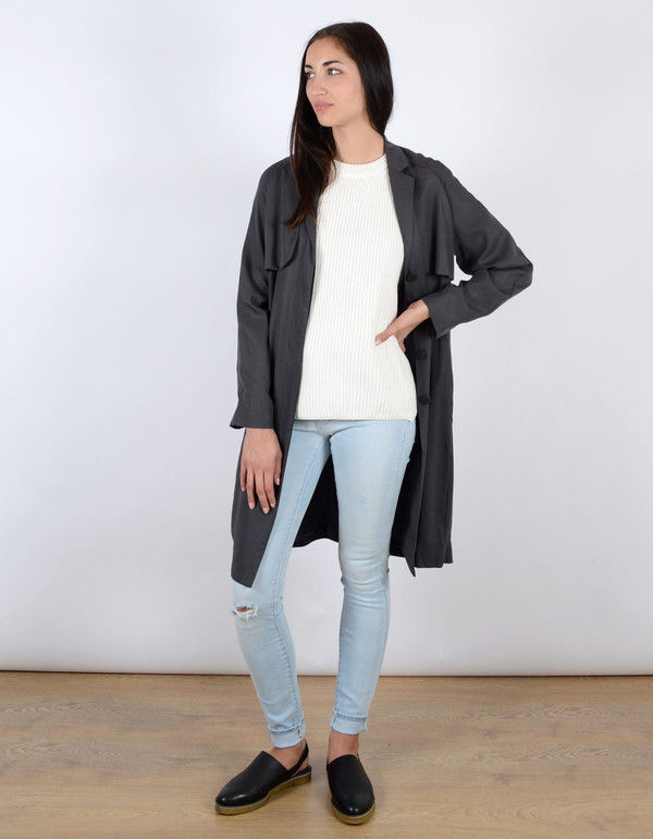 Just Female Trust Trenchcoat Anthracite Just Female Trust Trenchcoat Anthracite