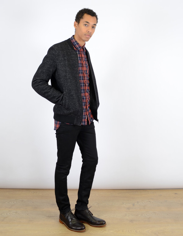 Men's Minimum Banker Bomber Coat Black Melange Men's Minimum Banker Bomber Coat Black Melange