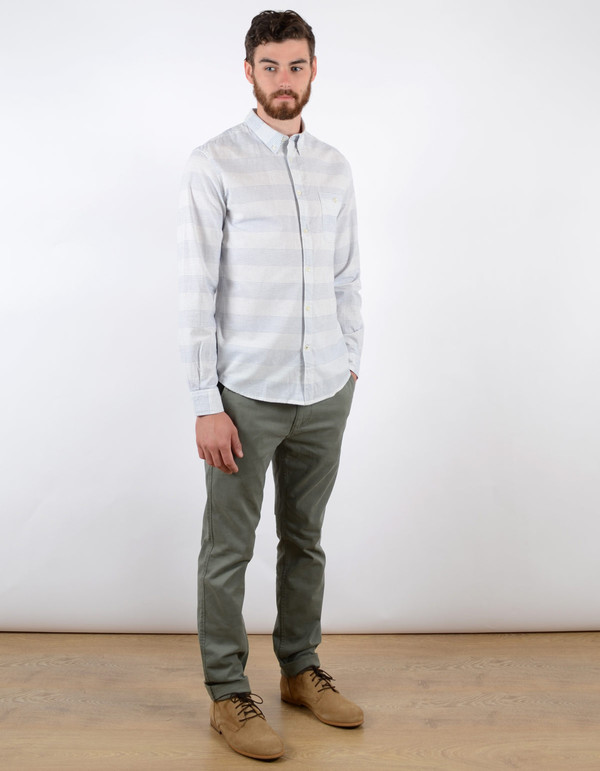Men's No Nationality New Derek Stripe Shirt Blue White Men's No Nationality New Derek Stripe Shirt Blue White