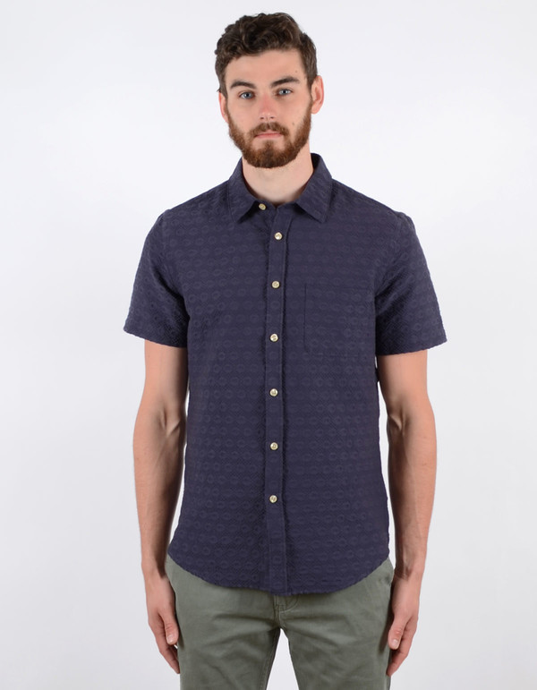 Men's Portuguese Flannel Grao Short Sleeve Shirt Blue Men's Portuguese Flannel Grao Short Sleeve Shirt Blue