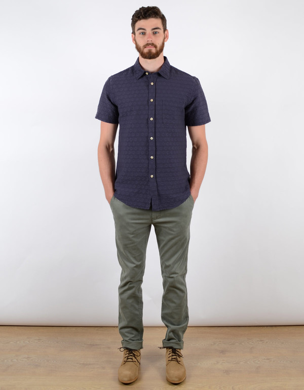 Men's Portuguese Flannel Grao Short Sleeve Shirt Blue Men's Portuguese Flannel Grao Short Sleeve Shirt Blue