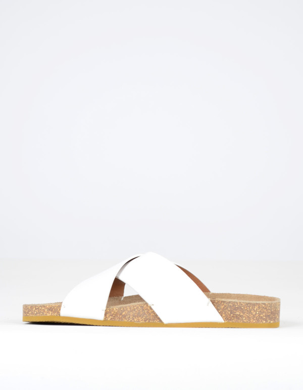Selected Femme Brisa Leather Slider White Selected Femme Brisa Leather Slider White