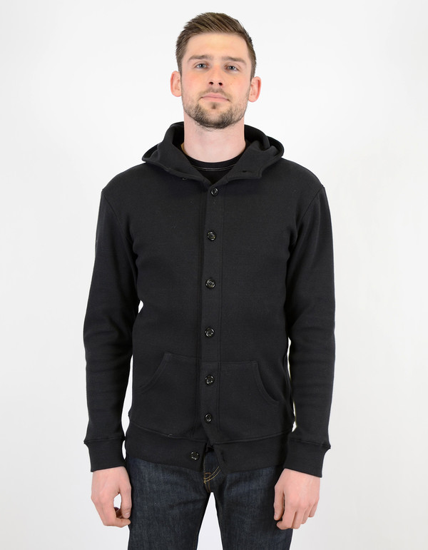 Men's Still Life Sidney Button Hoody Black Men's Still Life Sidney Button Hoody Black