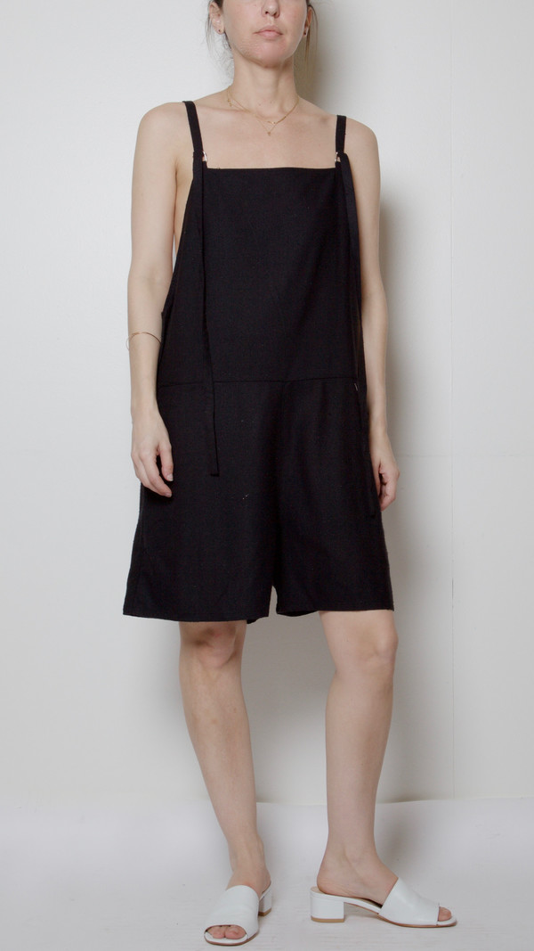 Baserange Short Strap Overalls in Black Baserange Short Strap Overalls in Black