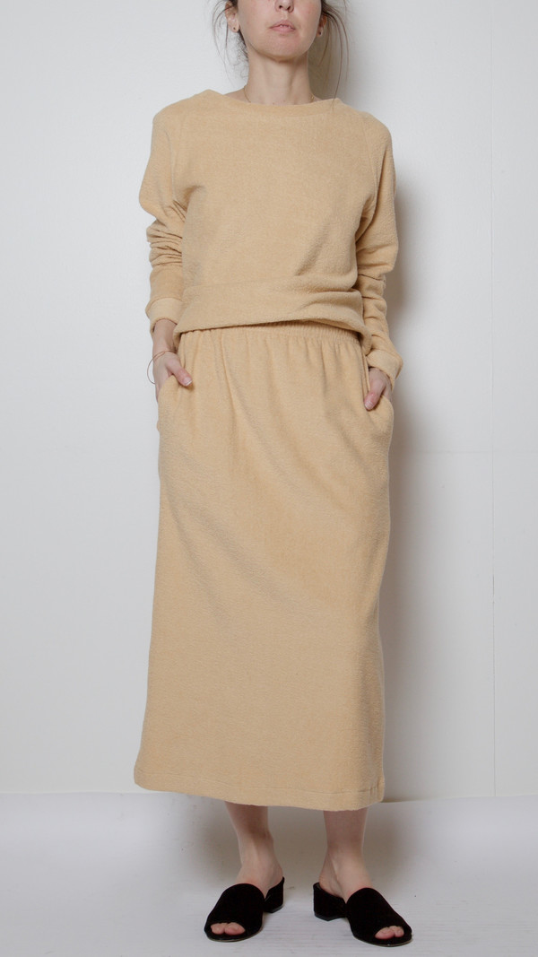 Baserange Terrycloth Sweat Skirt in Ecru Melange Baserange Terrycloth Sweat Skirt in Ecru Melange