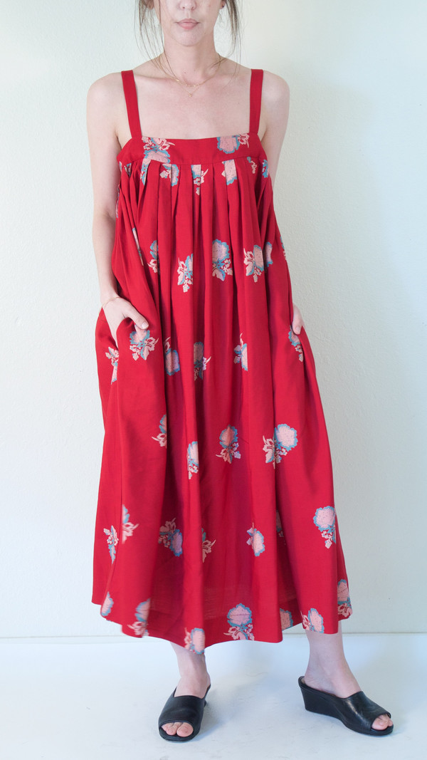 Horses Atelier Pleated Sundress in Red Peony Horses Atelier Pleated Sundress in Red Peony