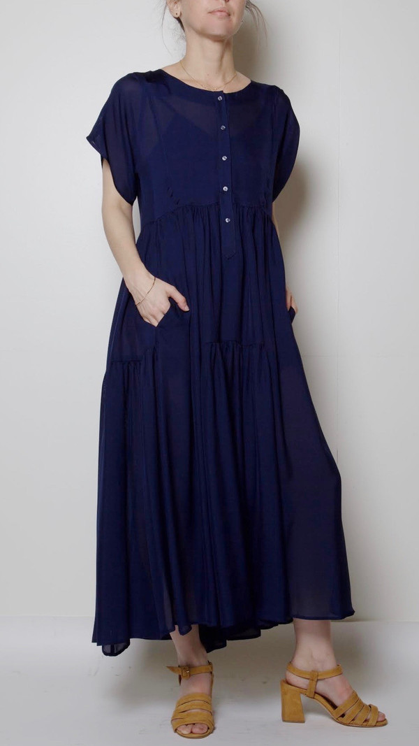 Maryam Nassir Zadeh Florenza Dress in Navy Maryam Nassir Zadeh Florenza Dress in Navy