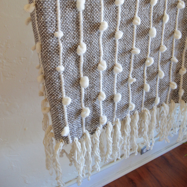 Mexchic Palomita Hand Loomed Blanket in Grey Mexchic Palomita Hand Loomed Blanket in Grey