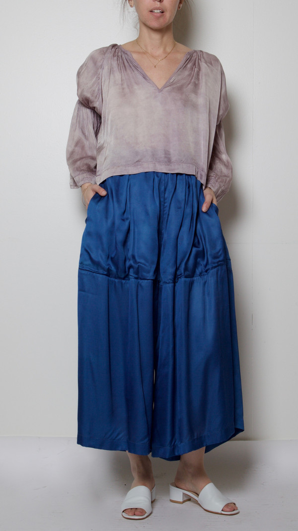 Milena Silvano Satin Culottes in Indigo Milena Silvano Satin Culottes in Indigo