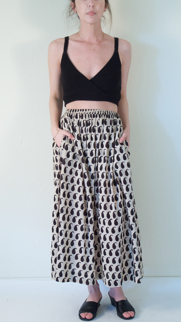 Pari Desai Monsoon Block Printed Skirt in Buttermilk/Ebony Pari Desai Monsoon Block Printed Skirt in Buttermilk/Ebony
