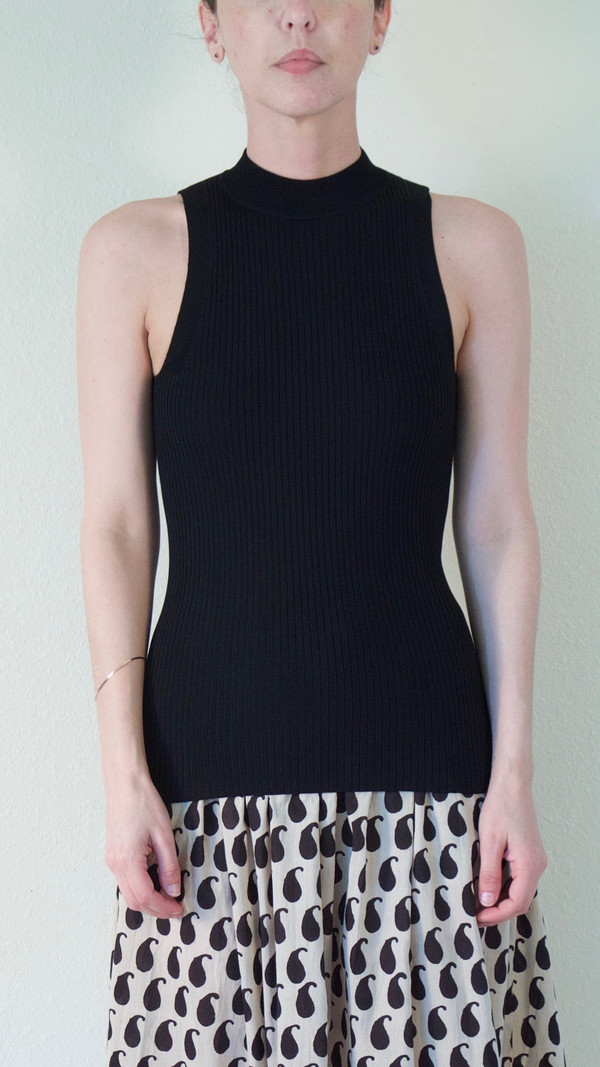 Pari Desai Nikita Mock Neck Tank in Black Pari Desai Nikita Mock Neck Tank in Black