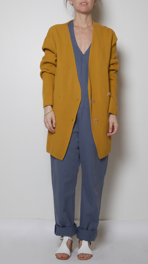 Suzanne Rae Double-Breasted Cardigan in Mustard Suzanne Rae Double-Breasted Cardigan in Mustard
