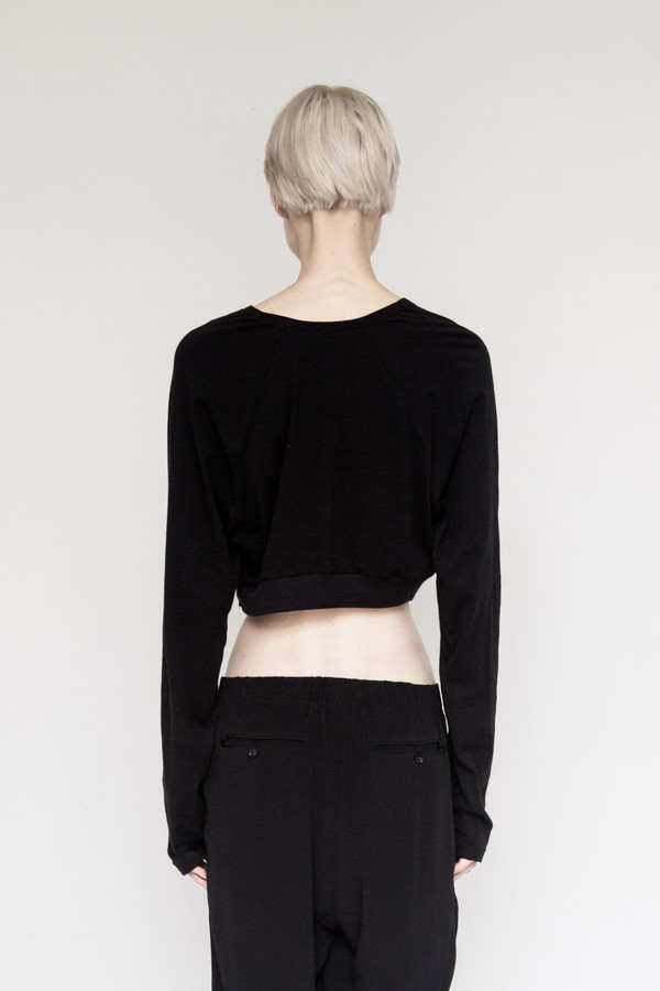 David Michael Cotton Cropped Sweater - Black David Michael Cotton Cropped Sweater - Black