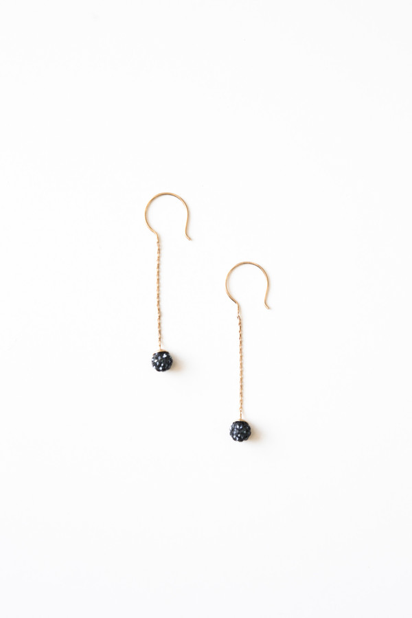 Jorge Morales Gold Plated Brass Ball Earring - Blue Jorge Morales Gold Plated Brass Ball Earring - Blue