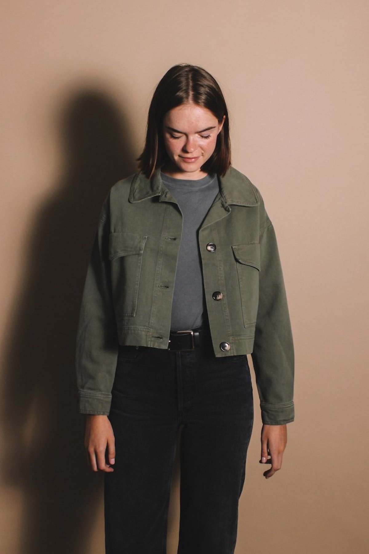 crop khaki jacket