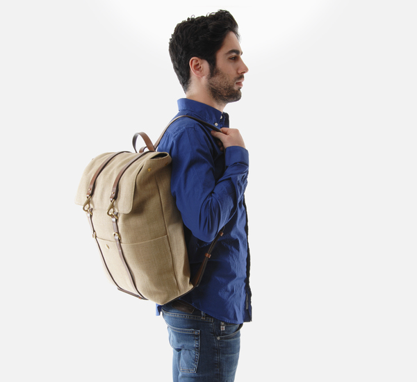 Oat Herringbone and Cuoio MS Backpack by Mismo Oat Herringbone and Cuoio MS Backpack by Mismo