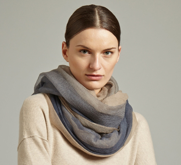 Oyuna Ulla Shawl In Indigo Taupe Oyuna Ulla Shawl In Indigo Taupe