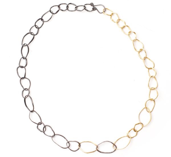 Rosanne Pugliese 22K Gold and Oxidized Silver Pebble Necklace Rosanne Pugliese 22K Gold and Oxidized Silver Pebble Necklace