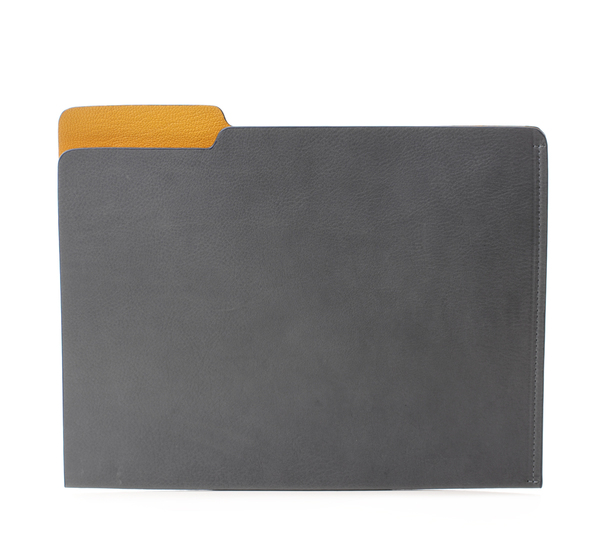 Unisex Hayden Leather Grey and Yellow Leather File Folder Unisex Hayden Leather Grey and Yellow Leather File Folder