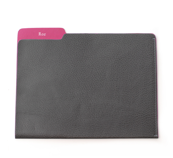 Unisex Hayden Leather Grey and Yellow Leather File Folder Unisex Hayden Leather Grey and Yellow Leather File Folder