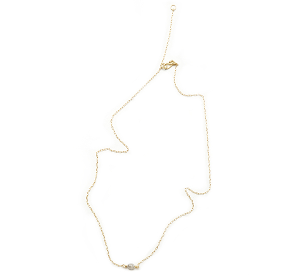 Rosanne Pugliese 18K Chain With Grey Diamond Bead Necklace Rosanne Pugliese 18K Chain With Grey Diamond Bead Necklace