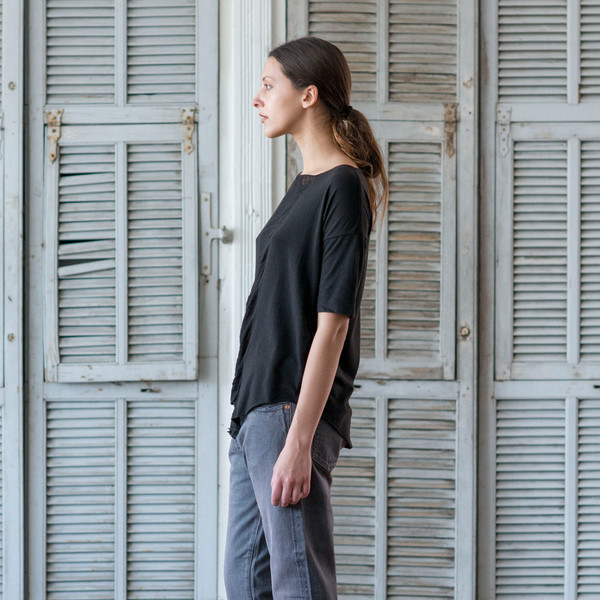 Raquel Allegra Signature Jersey Tee Black Raquel Allegra Signature Jersey Tee Black