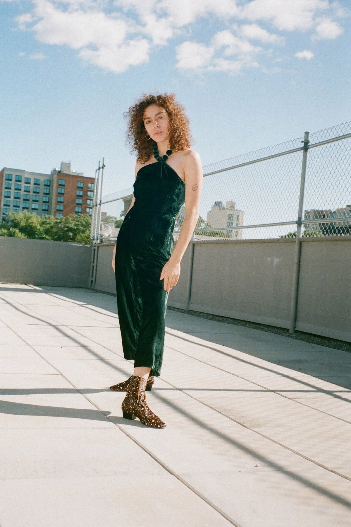 emerald green silk jumpsuit