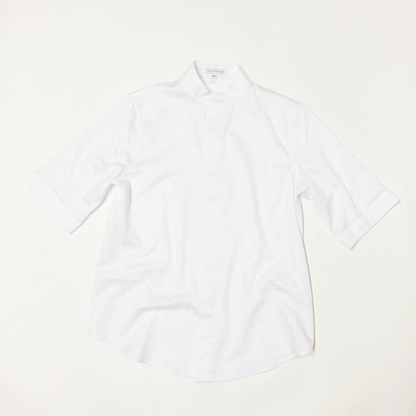 Shelby Steiner White Mandarin Collar Shirt Shelby Steiner White Mandarin Collar Shirt