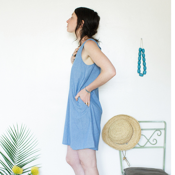 Me & Arrow Basic Tank Dress - Lt. Indigo Chambray Me & Arrow Basic Tank Dress - Lt. Indigo Chambray