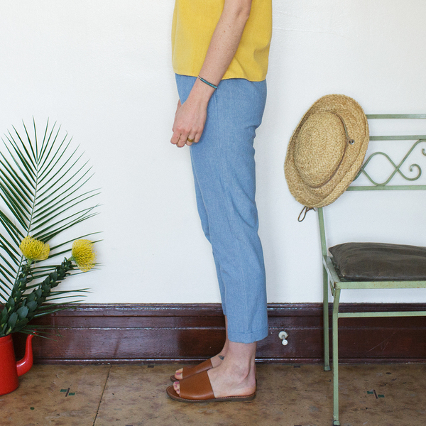 Me & Arrow Cuff Slim Pants Lt. Indigo Chambray Me & Arrow Cuff Slim Pants Lt. Indigo Chambray